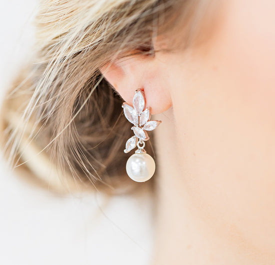 Beatrice - Long Pearl Drop Bridal Earrings | The White Collection